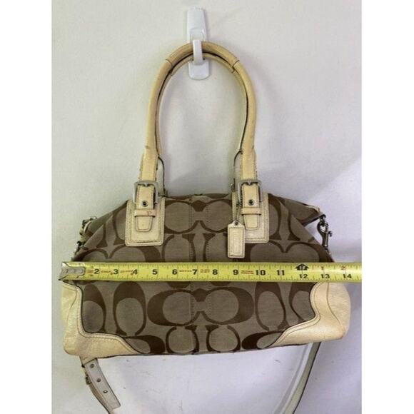 coach bag cream black fabric tote - Picture 5 of 10